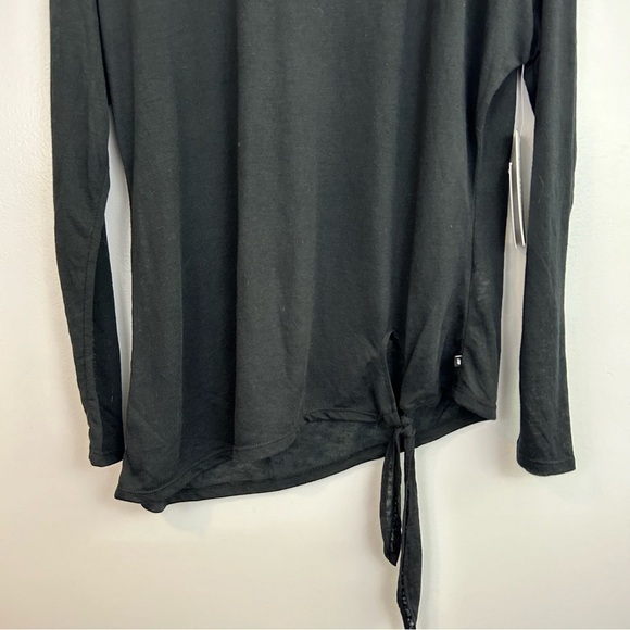 NWT Marika Long Sleeve Lightweight Tie Waist Black Top Size Large - Picture 3 of 9